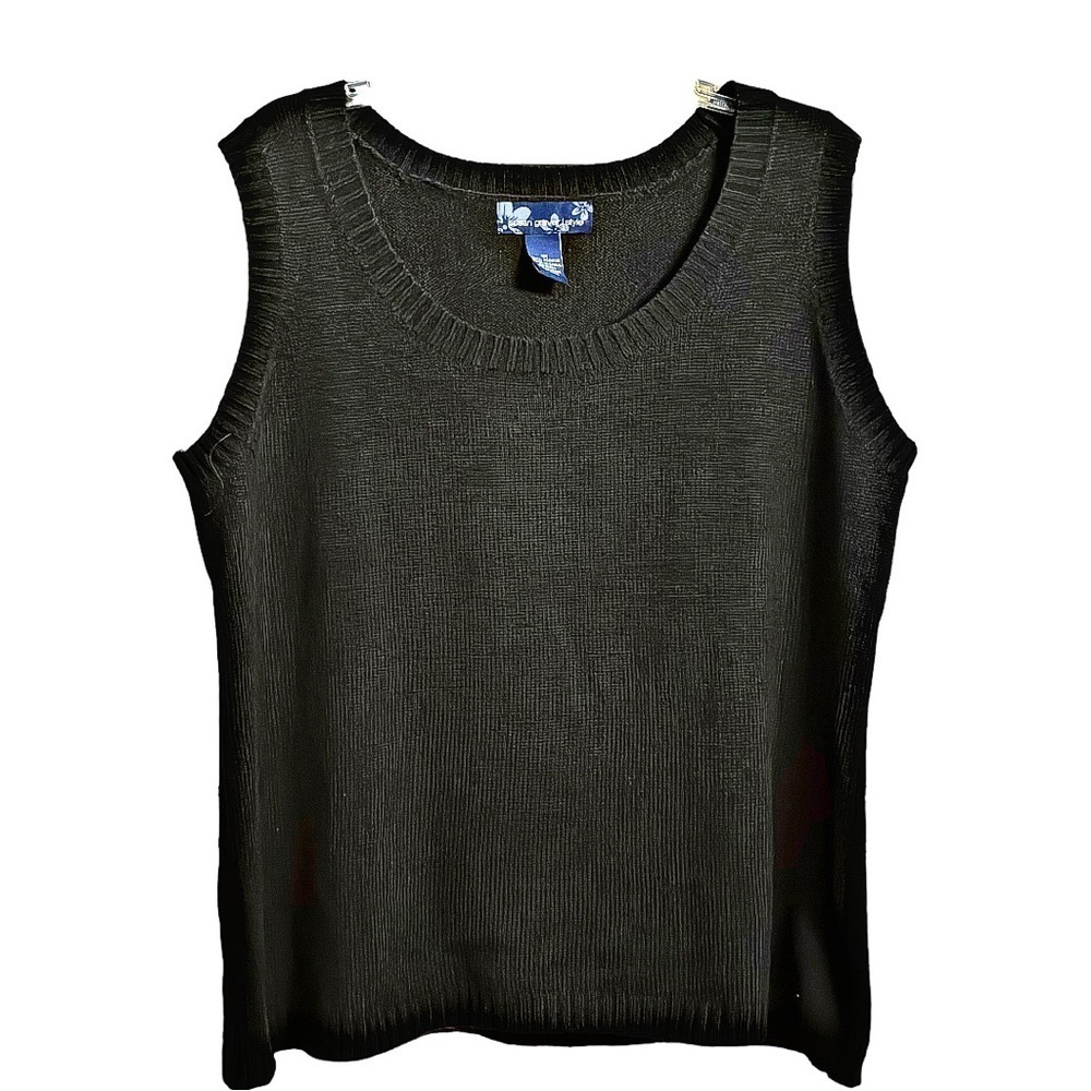 Susan Graver Pullover Sweater Sleeveless Tank Top, Size 1X, Black